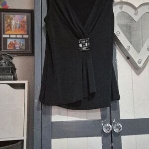 Chic Black Women's Blouse with Embellishment